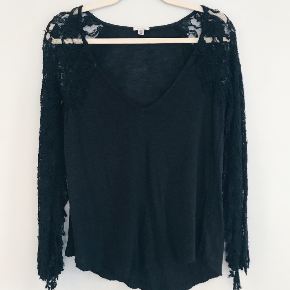 Urban Outfitters black long lace sleeve top